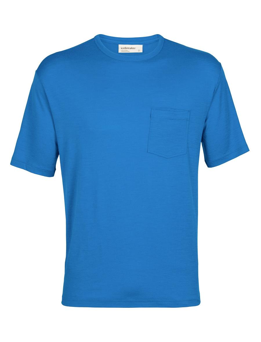 Lazurite Icebreaker Merino Granary Short Sleeve Pocket Men's T Shirts | AU 1157EBCX